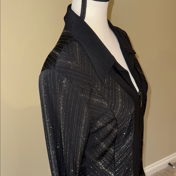 Artex Fashions Blouse Sweater Jacket Elegant Black Silver Sparkle Women's Size M - Picture 4 of 11